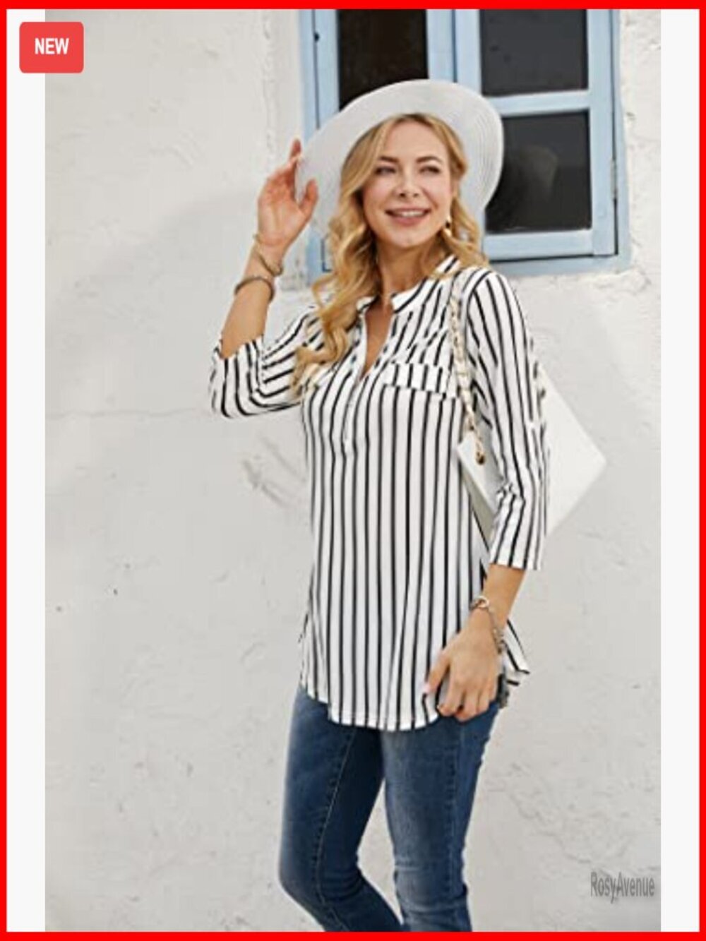 3/4 Sleeve Zip Plaid Tunic Blouse Womens Casual Tops - Picture 3 of 7